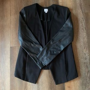 Evereve vegan leather sleeve blazer